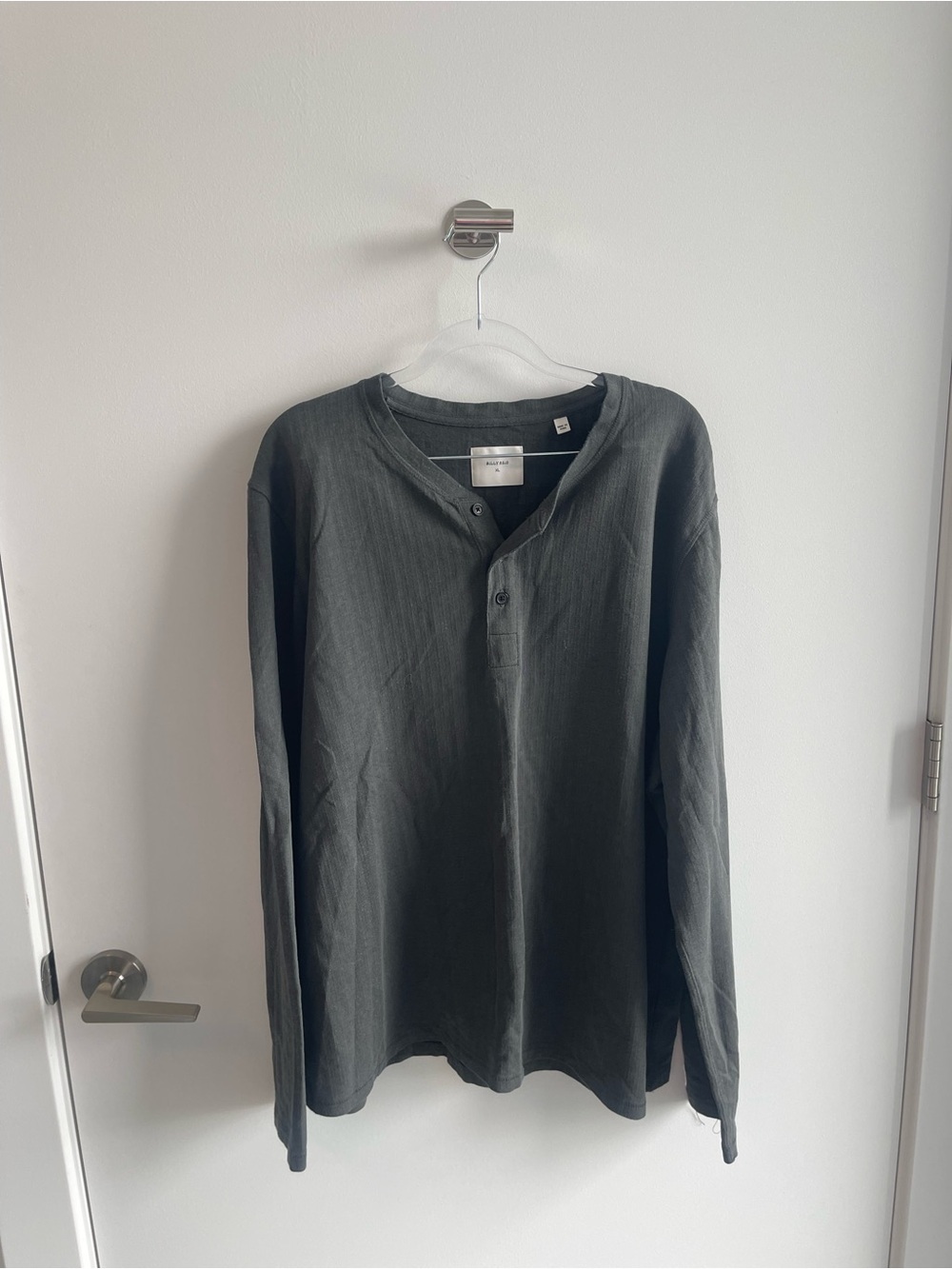 Billy Reid Men's Long-Sleeve Henley Shirt - Dark Gray